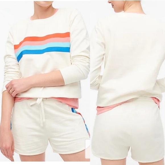 NWOT J. CREW FACTORY Retro Striped Beachy Crewneck Sweater and Shorts Set - Picture 2 of 15